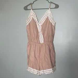 Peach Love Pink and White Romper Size Medium